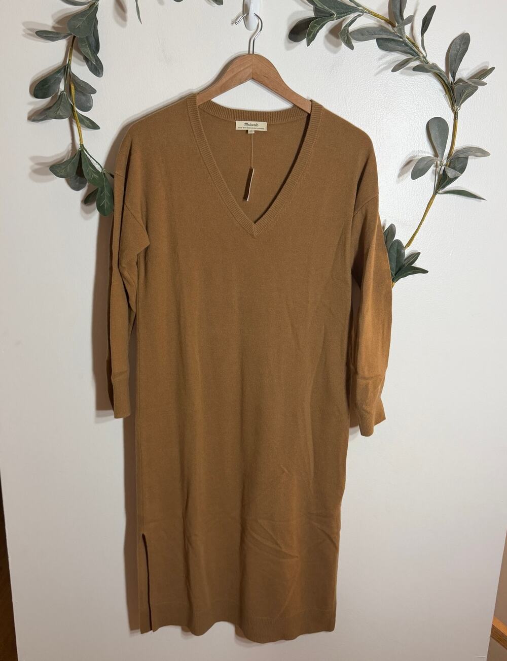 NWT Madewell Brown V Neck Sweater Dress